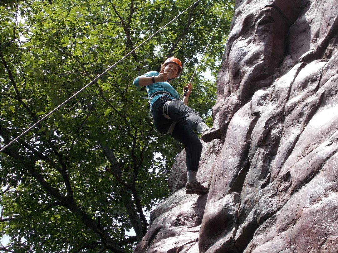 Teen rappelling at New Visions Wilderness - in Medford, Wisconsin